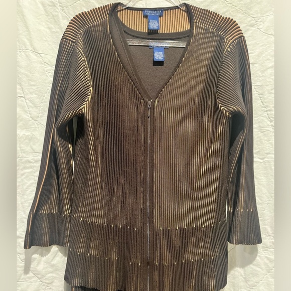 Doncaster Collection Sleeveless Dress Med and Cardigan Small, Color Dark Brown - Picture 4 of 14